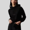 Women Cropped Black Hoodie