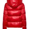 Mens Red Puffer Hooded Jacket